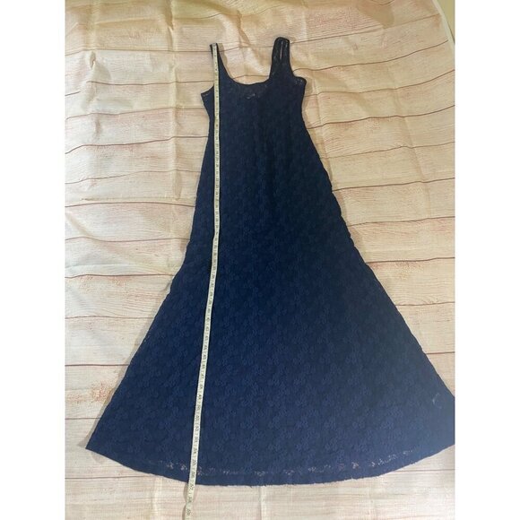 En Creme Women's Blue Sheer Lace Unlined Bohemian Maxi Dress - Medium - Picture 3 of 11